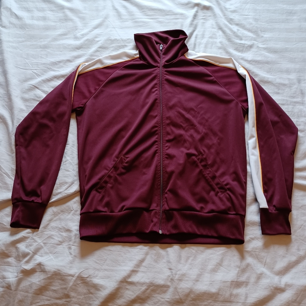 Vintage 1980s Trimark Canada Red Striped Polyester Track Jacket Adult XL Hip Hop